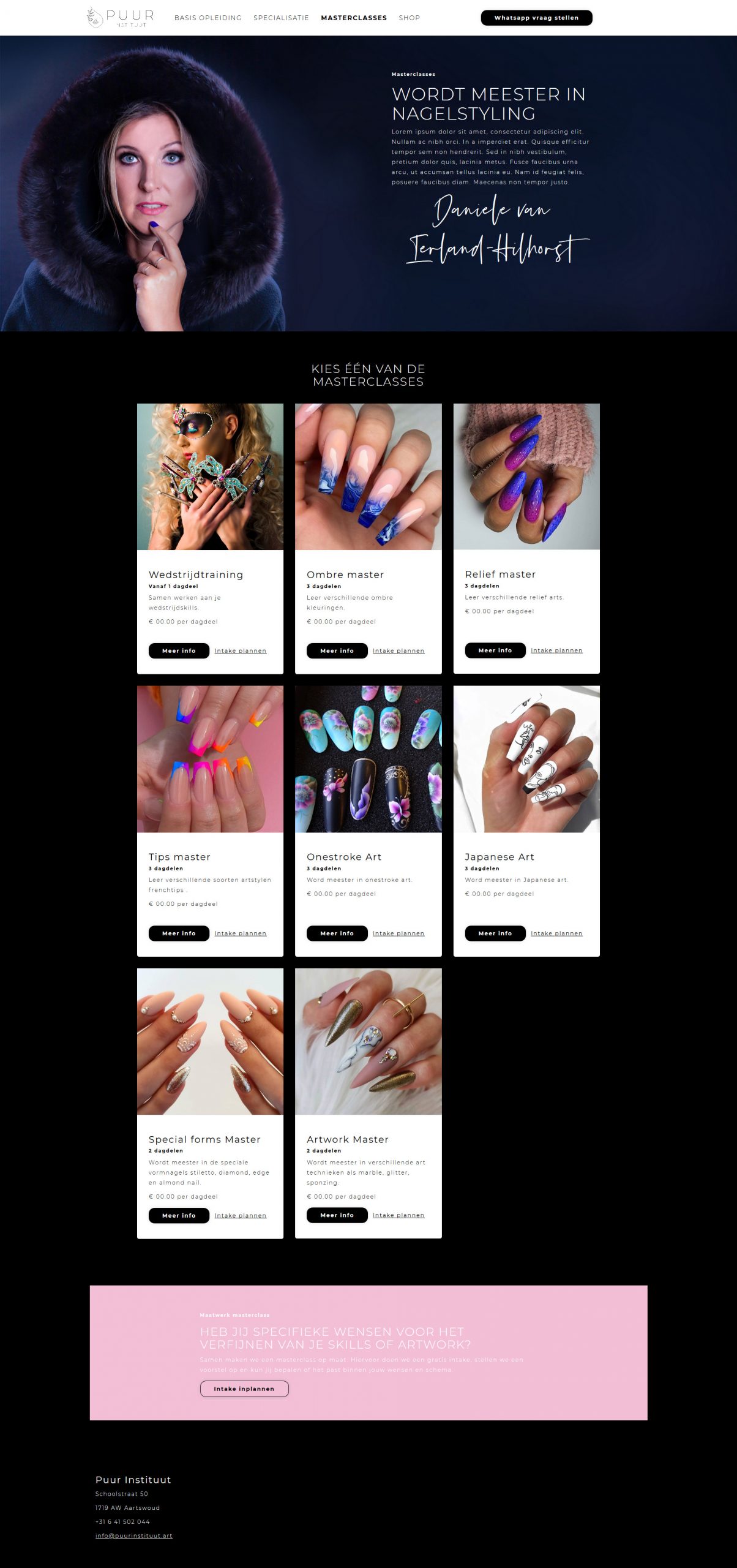 PuurInstituut-website nagel opleiding website structuur en design